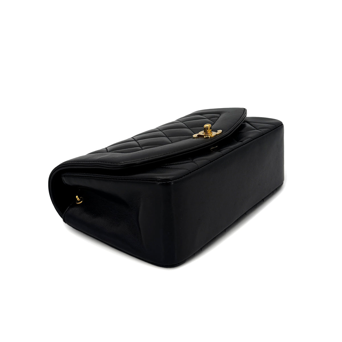 CHANEL VINTAGE DIANA SMALL CHAIN SHOULDER BAG BLACK LAMB SKIN 90282057