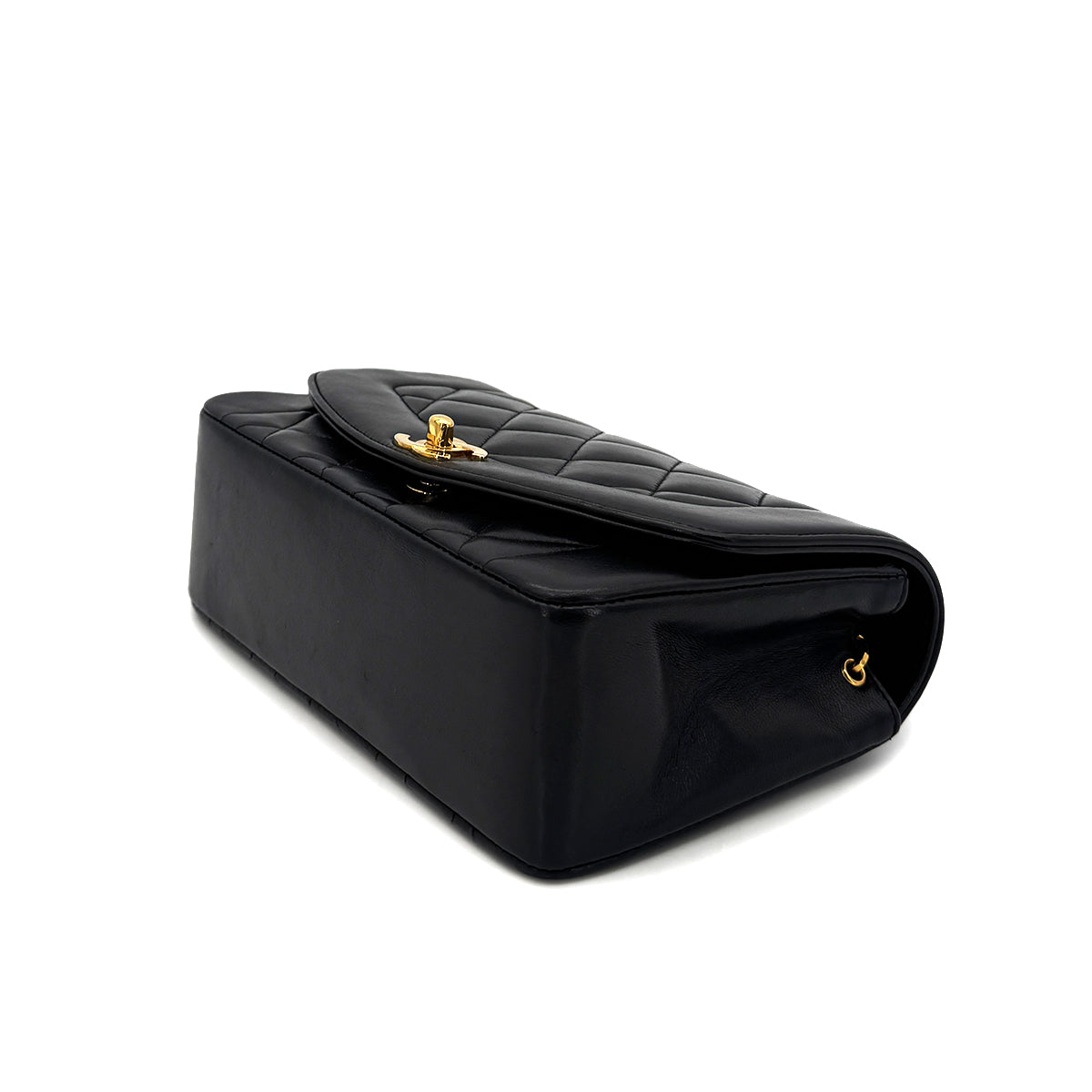 CHANEL VINTAGE DIANA SMALL CHAIN SHOULDER BAG BLACK LAMB SKIN 90282057