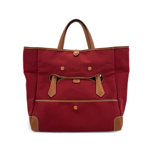 HERMES PASSE PASSE 35 ROUGE FAUVE TOILE GOELAND VEAU BARENIA TOTE BAG □R 90282060