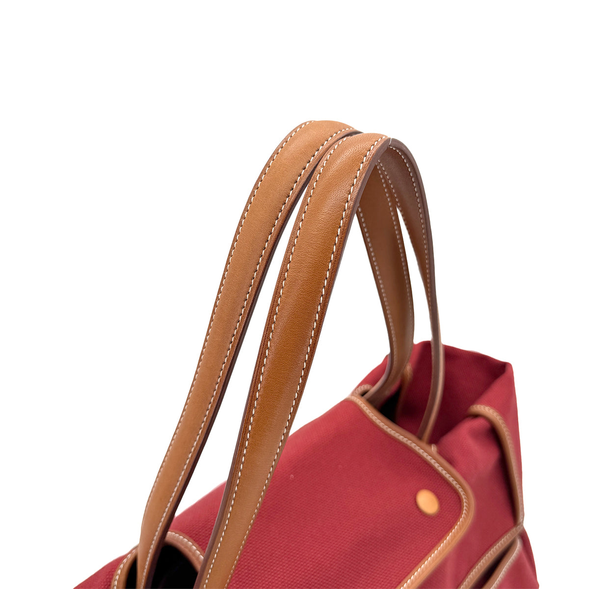 HERMES PASSE PASSE 35 ROUGE FAUVE TOILE GOELAND VEAU BARENIA TOTE BAG □R 90282060