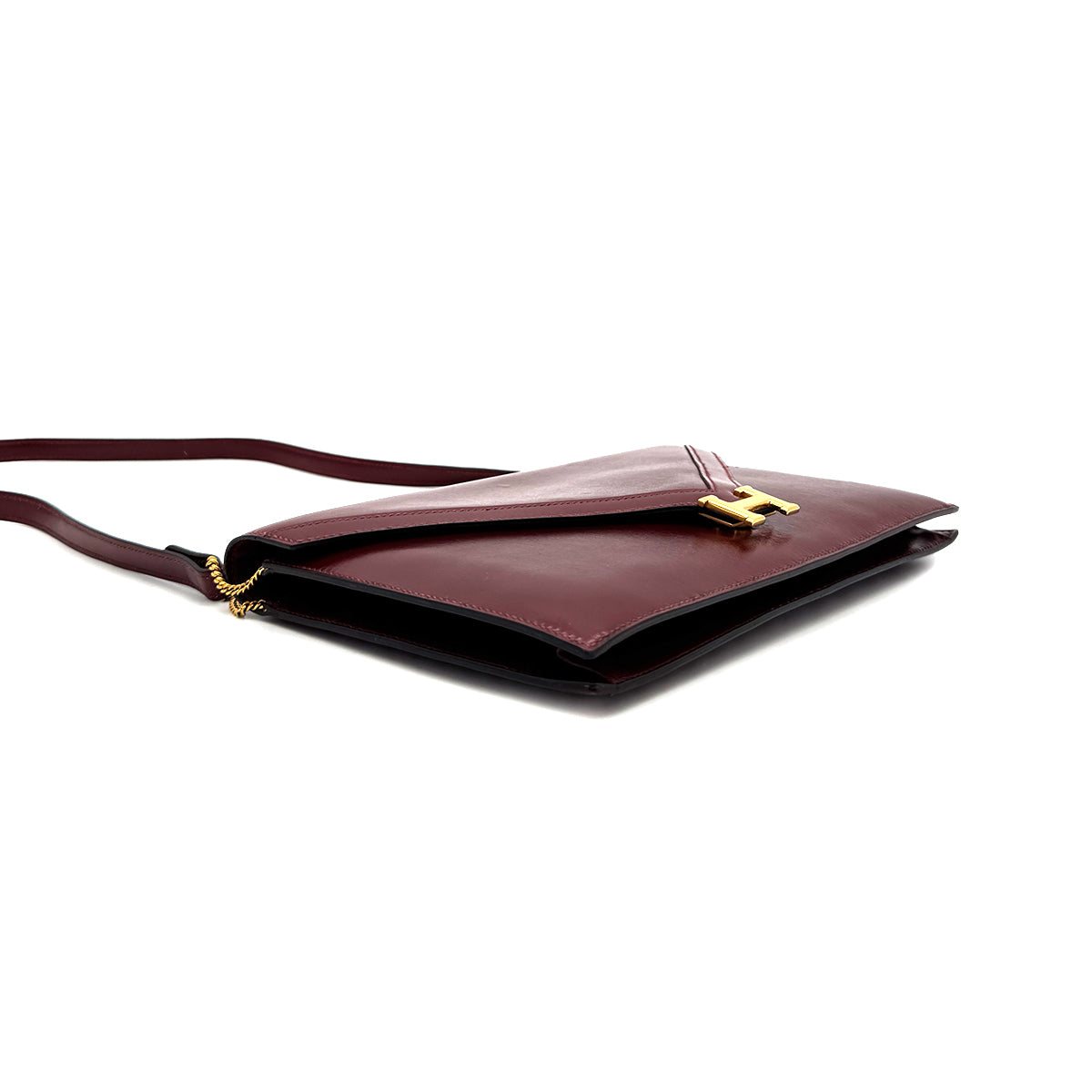 HERMES LYDIE ROUGE H CLUTCH SHOULDER BAG BOXCALF 〇N 90282061