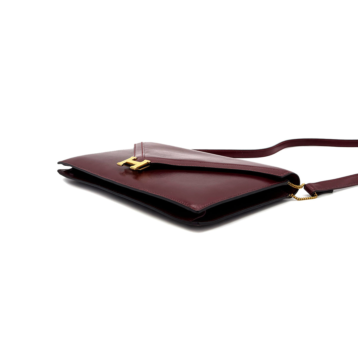 HERMES LYDIE ROUGE H CLUTCH SHOULDER BAG BOXCALF 〇N 90282061