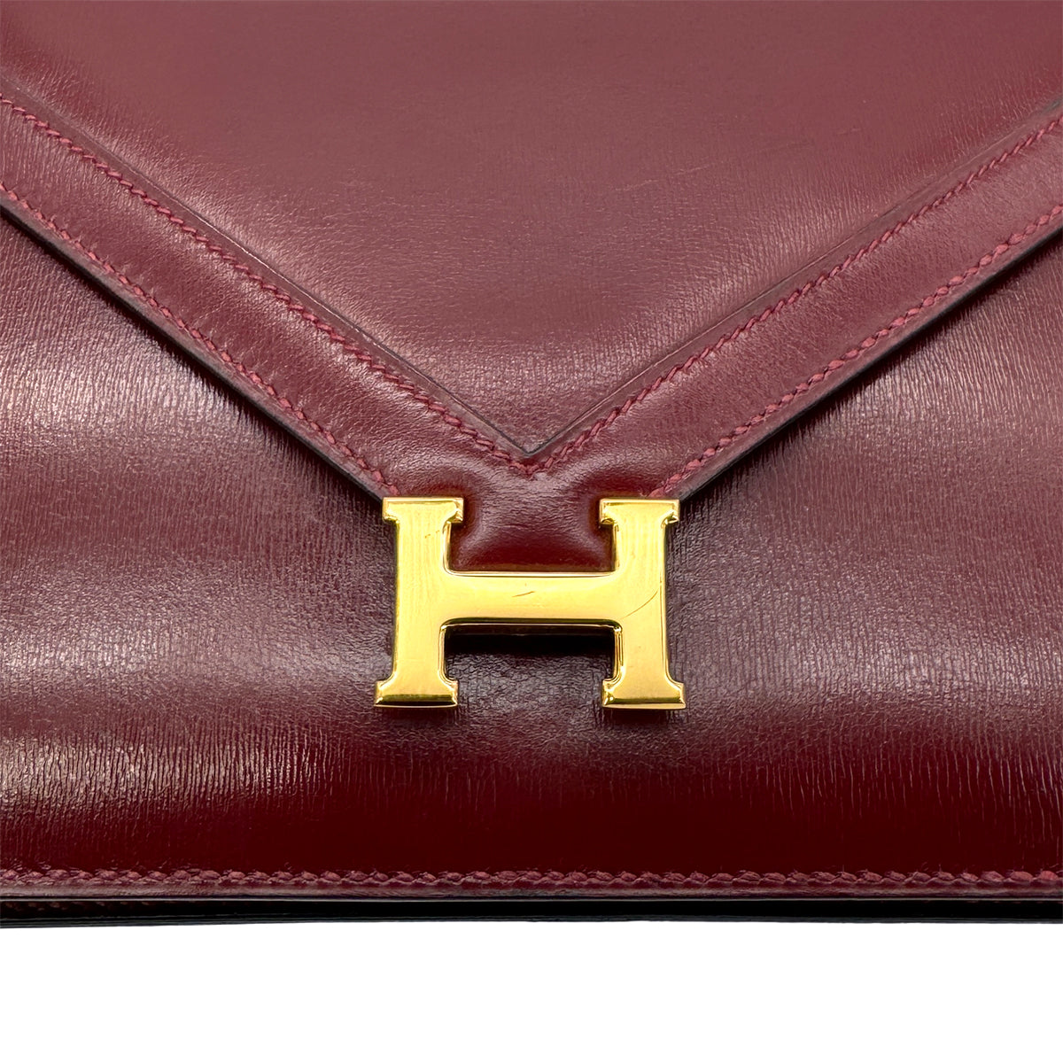 HERMES LYDIE ROUGE H CLUTCH SHOULDER BAG BOXCALF 〇N 90282061