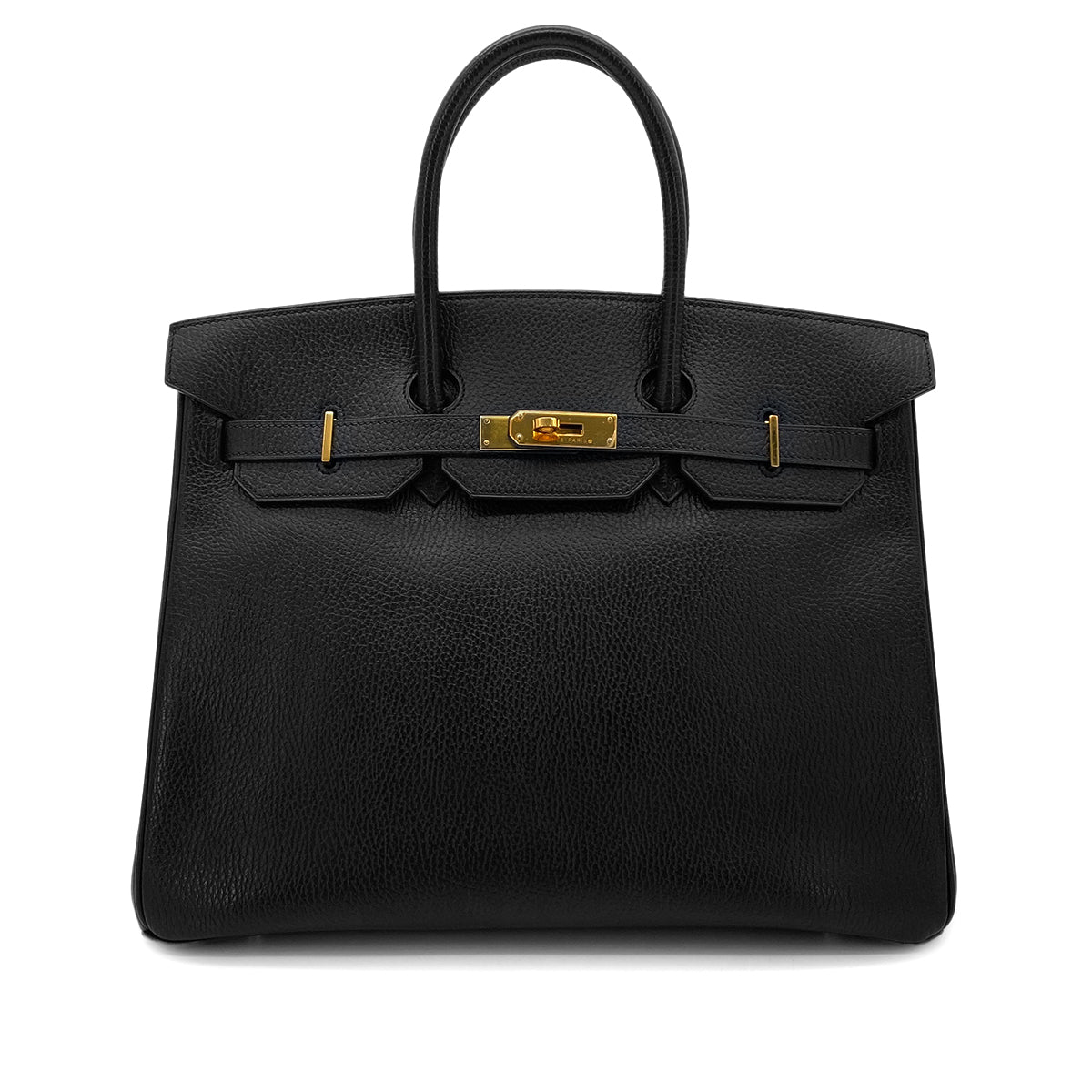 HERMES BIRKIN 35 BLACK ARDENNES HAND BAG □C GHW 90282063