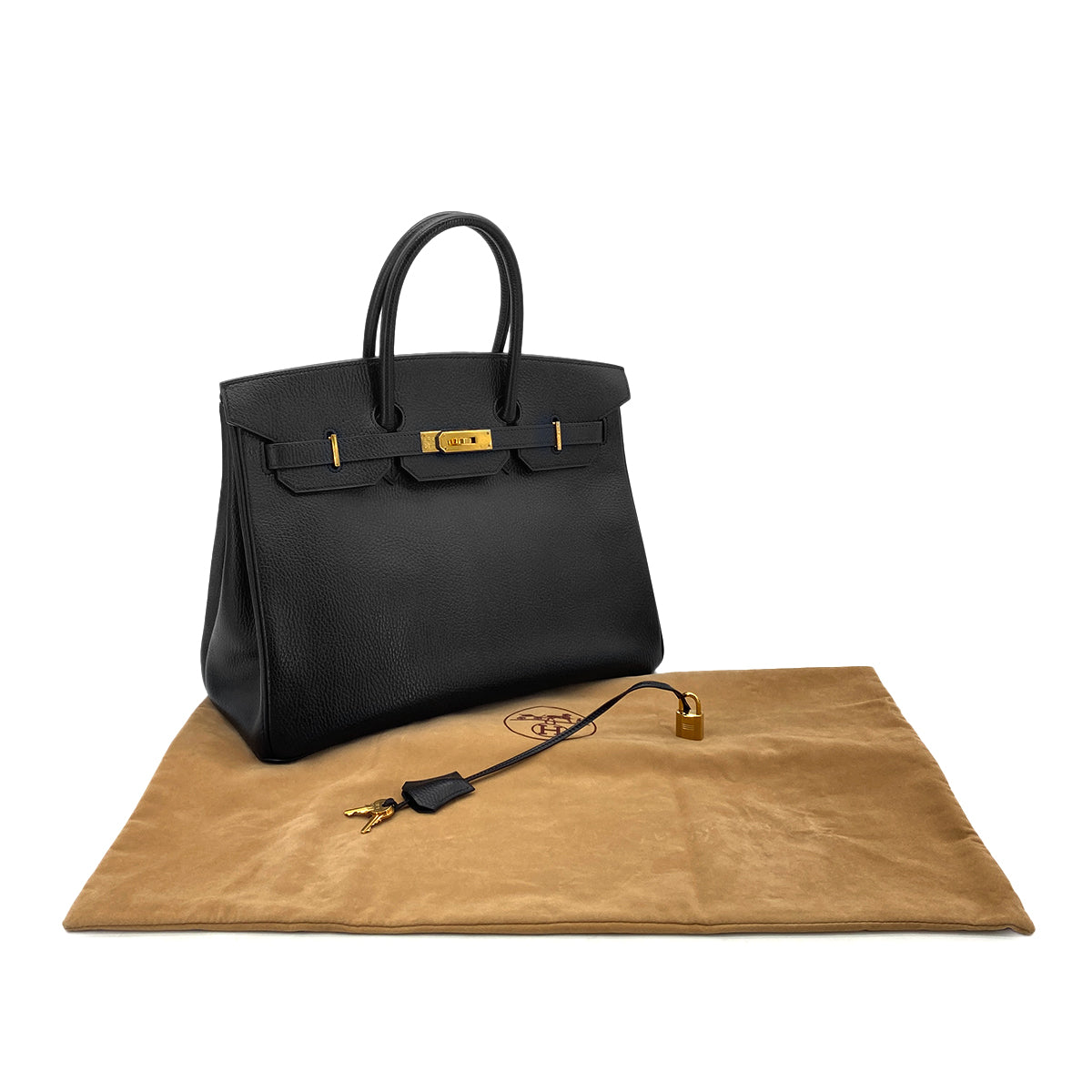 HERMES BIRKIN 35 BLACK ARDENNES HAND BAG □C GHW 90282063