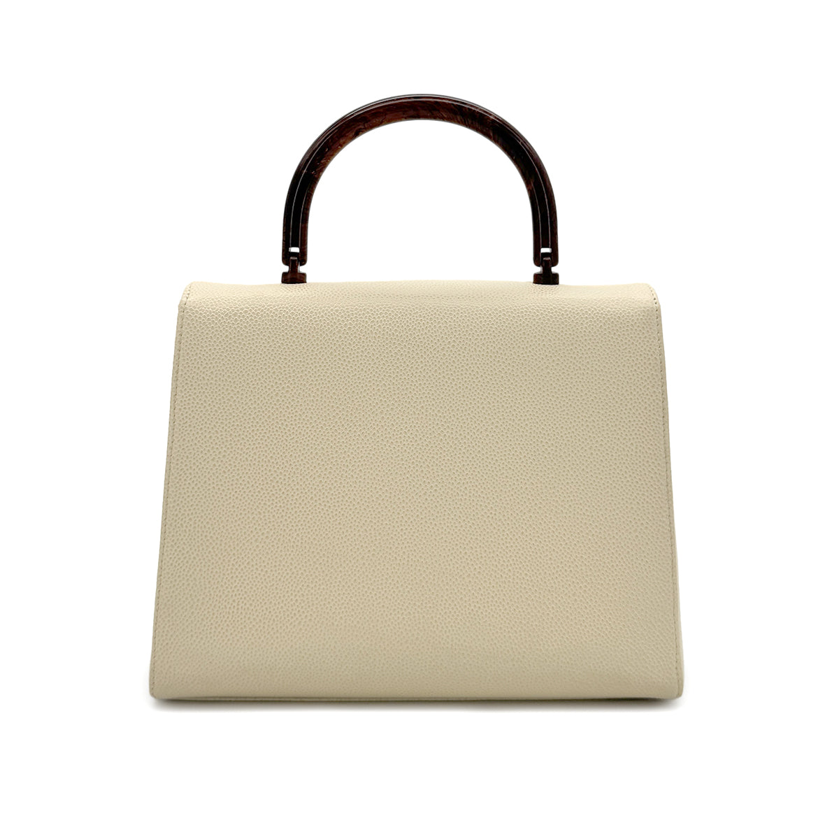 CHANEL VINTAGE WOOD HANDLE HAND BAG BEIGE CAVIAR SKIN 90282064