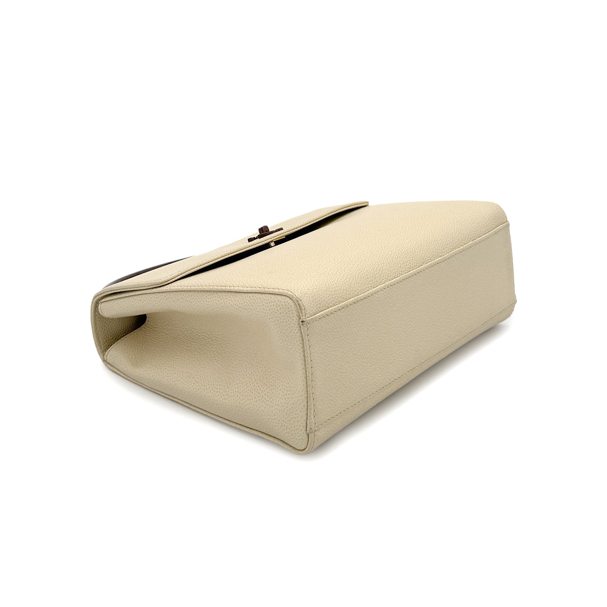 CHANEL VINTAGE WOOD HANDLE HAND BAG BEIGE CAVIAR SKIN 90282064