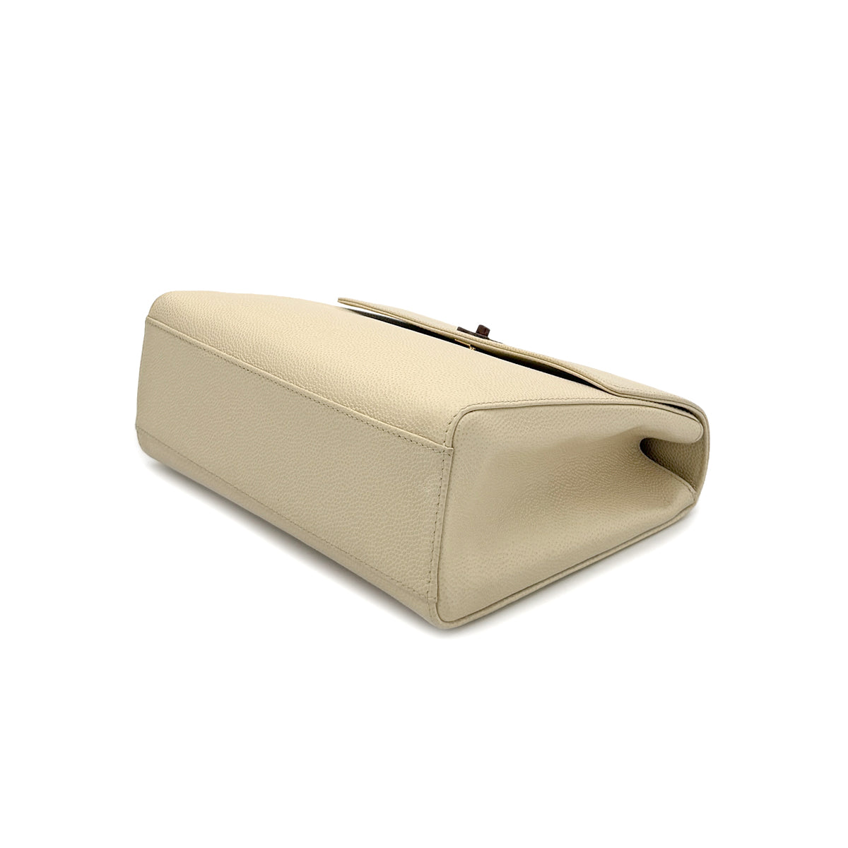 CHANEL VINTAGE WOOD HANDLE HAND BAG BEIGE CAVIAR SKIN 90282064