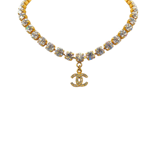 CHANEL VINTAGE NECKLACE RHINESTONE COCOMARK ACCESSORY 96P 90282068