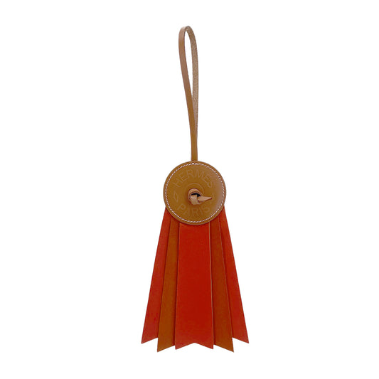 HERMES BAG CHARM PADDOCK FLOT NATUREL CAPUCINE VACHE HUNTE AGNEAU MILO 90282073