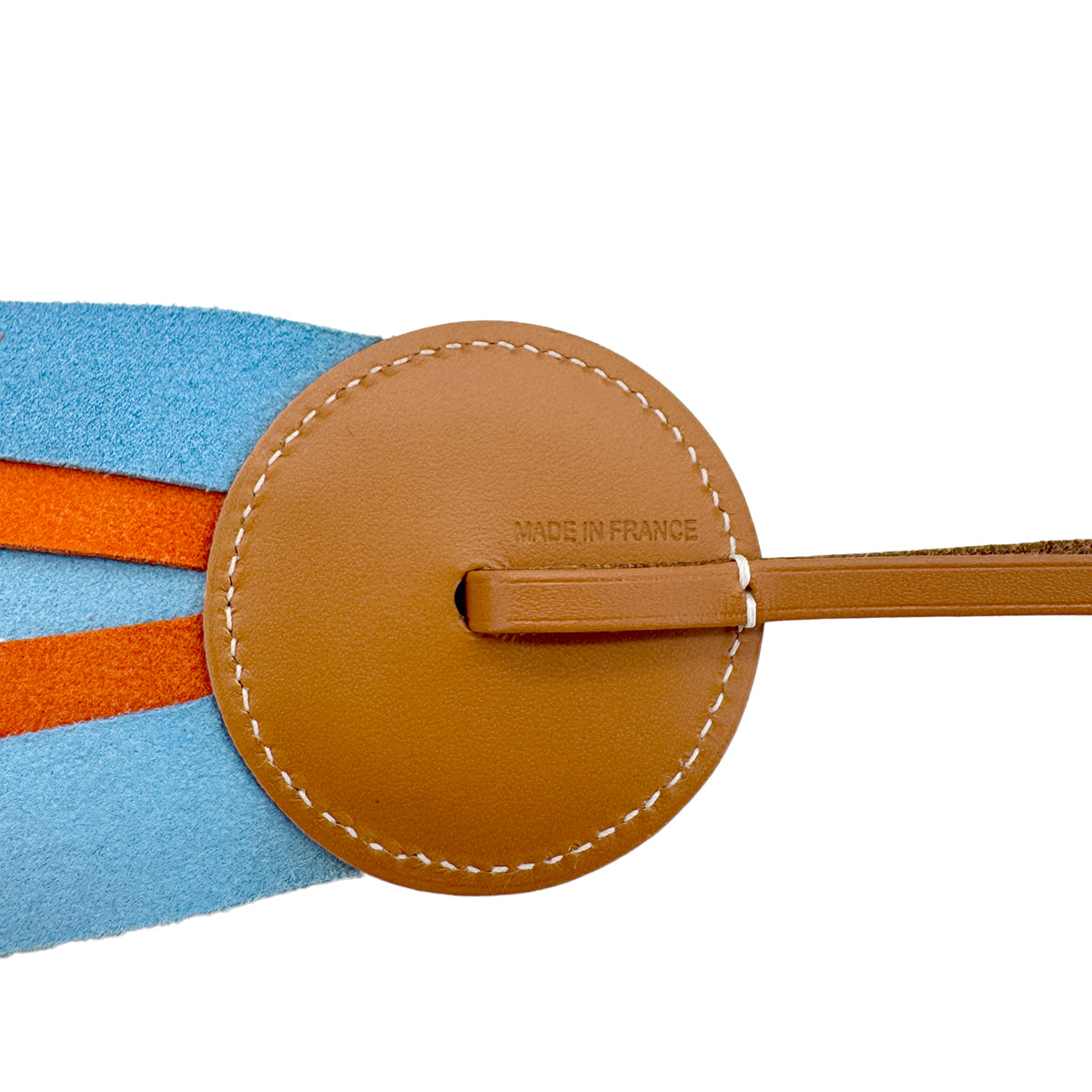 HERMES BAG CHARM PADDOCK FLOT NATUREL CELESTE ORANGE VACHE HUNTE AGNEAU MILO 90282074