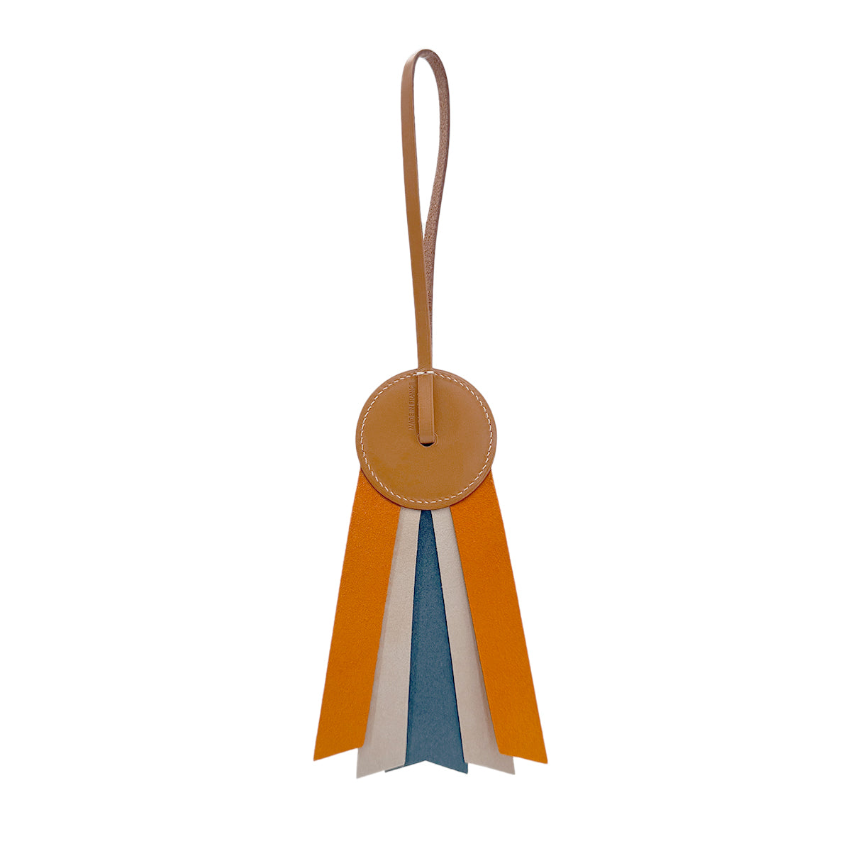HERMES BAG CHARM PADDOCK FLOT NATUREL SABLE BLUE AGATE JAUNE D'OR VACHE HUNTE AGNEAU MILO 90282076