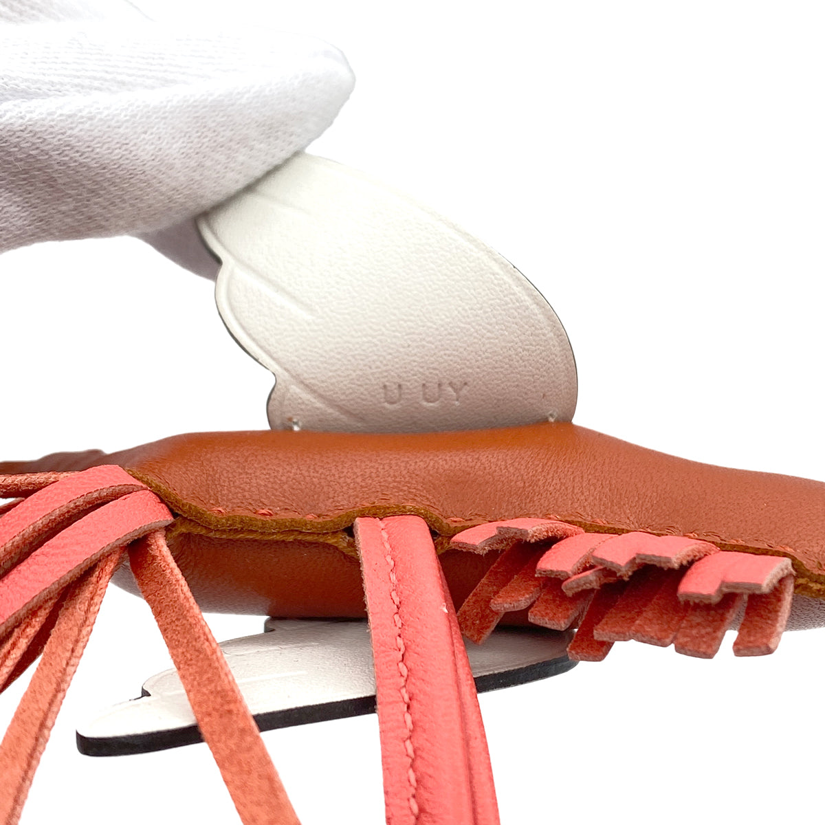 HERMES BAG CHARM RODEO PEGASUS PM CARNELIAN ROSE TEXESE WHITE AGNEAU MILO VEAU SWIFT U 90282079