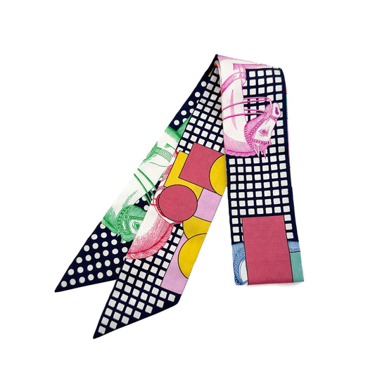 HERMES TWILLY CAVALIER EN FORMES SCARF MULTICOLOR SILK 90282083