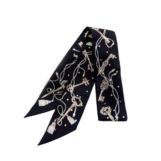 HERMES TWILLY LES CLES A POIS SCARF MULTICOLOR SILK 90282086