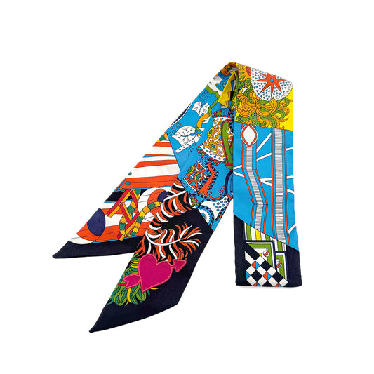 HERMES TWILLY STICKER SOIE DE L'OMBRELLE AUX DUE SCARF MULTICOLOR SILK 90282092