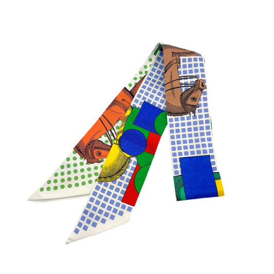 HERMES TWILLY CAVALIER EN FORMES SCARF MULTICOLOR SILK 90282094