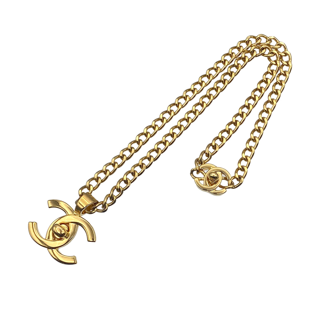 CHANEL VINTAGE NECKLACE COCOMARK TURN LOCK ACCESSORY 96P 90282102
