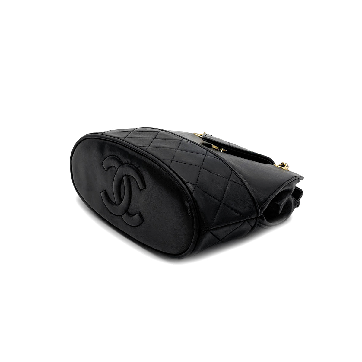 CHANEL VINTAGE MATELASSE FRINGE CHAIN SHOULDER BAG BLACK LAMB SKIN 90282279