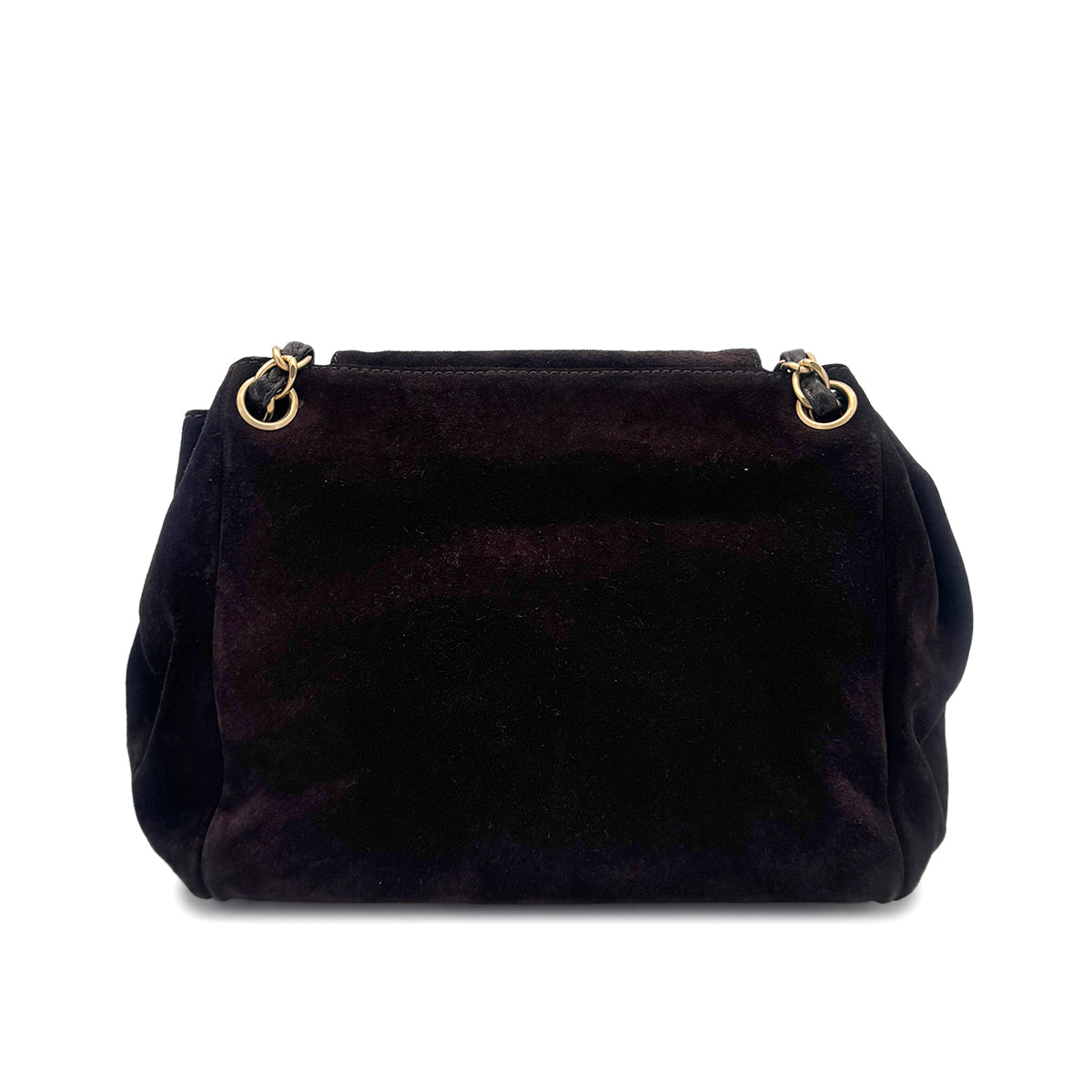 CHANEL VINTAGE COCOMARK CHAIN SHOULDER BAG BROWN SUEDE 90282282