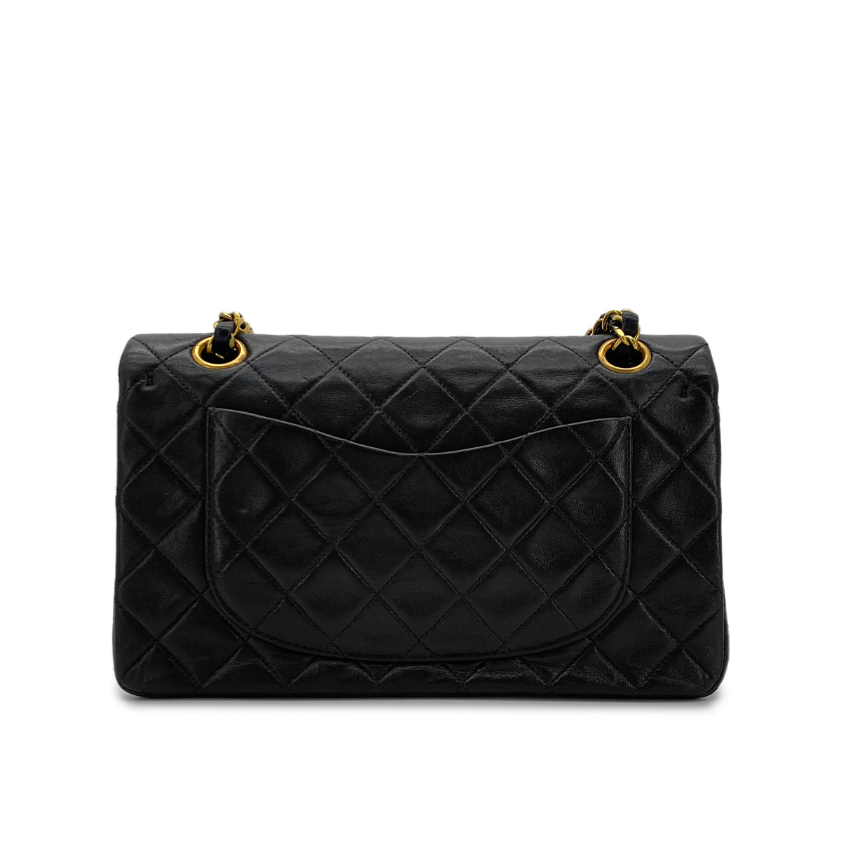 CHANEL VINTAGE CLASSIC FLAP SMALL CHAIN SHOULDER BAG BLACK LAMB SKIN 90282286