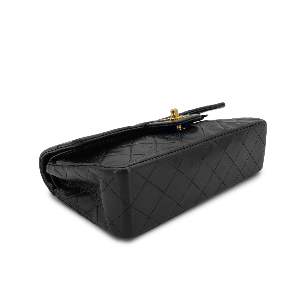 CHANEL VINTAGE CLASSIC FLAP SMALL CHAIN SHOULDER BAG BLACK LAMB SKIN 90282286