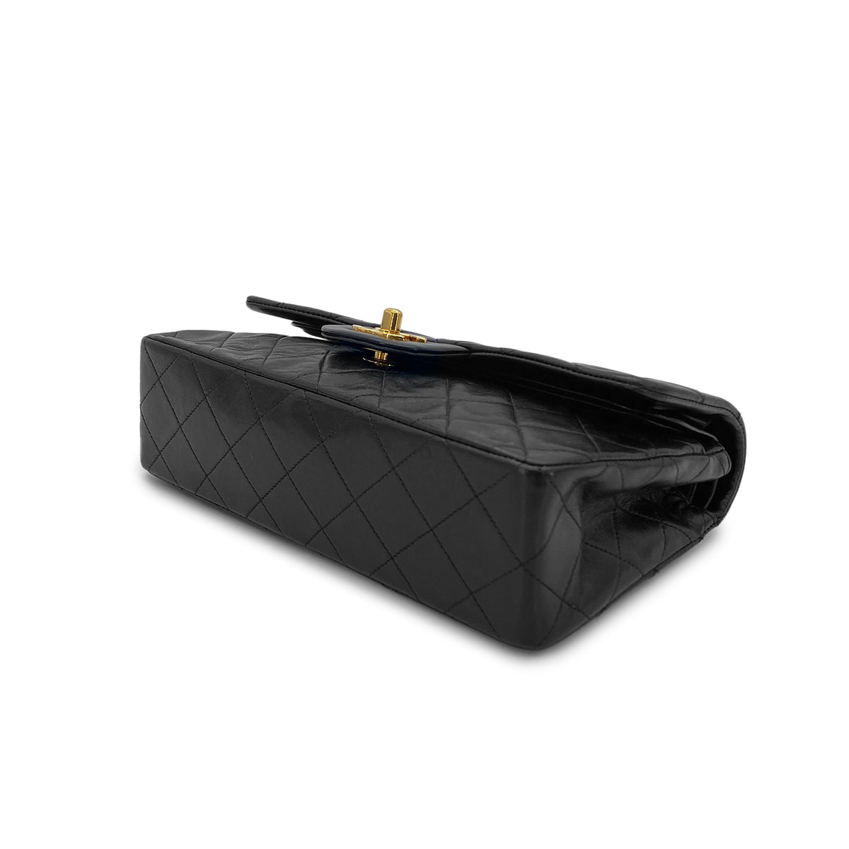 CHANEL VINTAGE CLASSIC FLAP SMALL CHAIN SHOULDER BAG BLACK LAMB SKIN 90282286