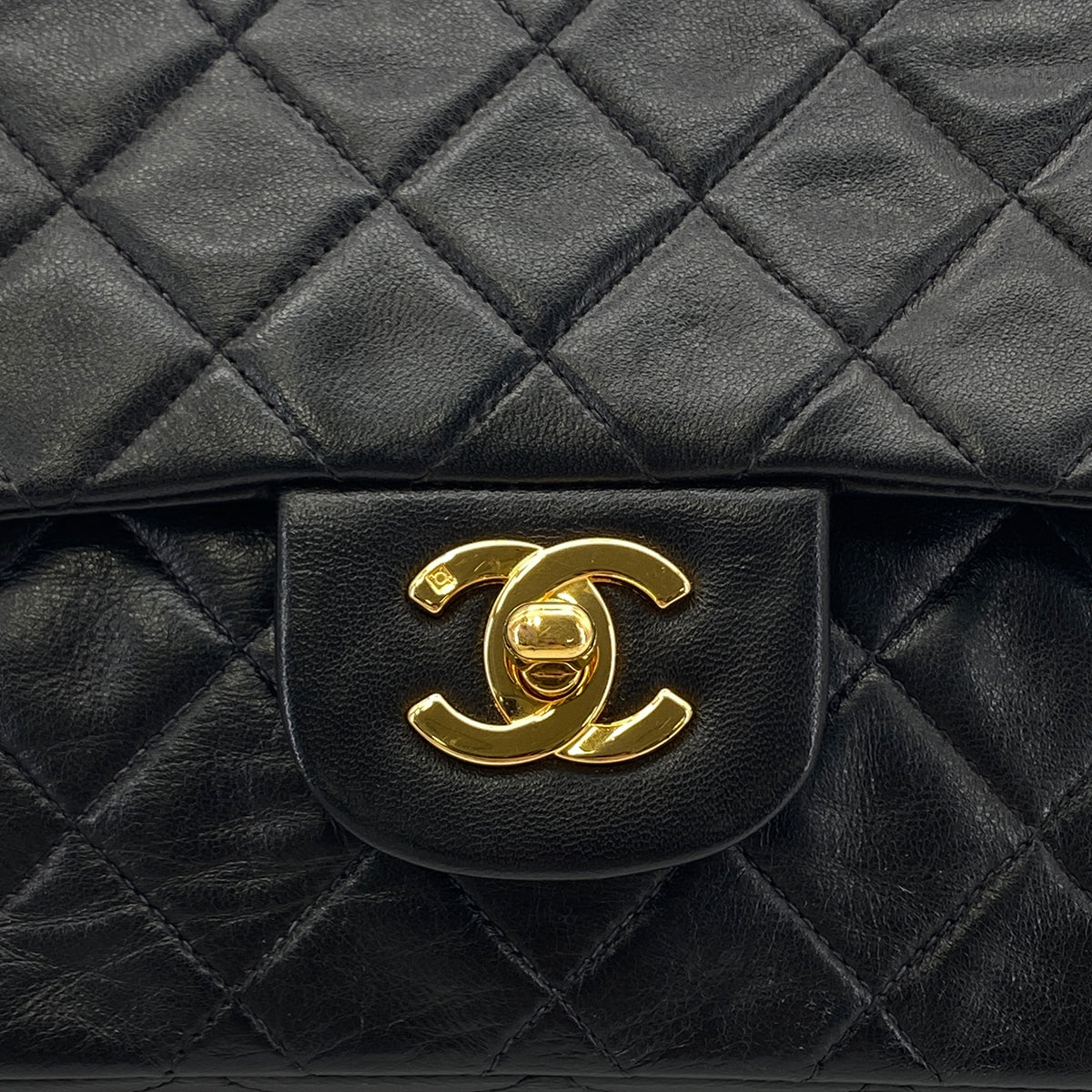 CHANEL VINTAGE CLASSIC FLAP SMALL CHAIN SHOULDER BAG BLACK LAMB SKIN 90282286