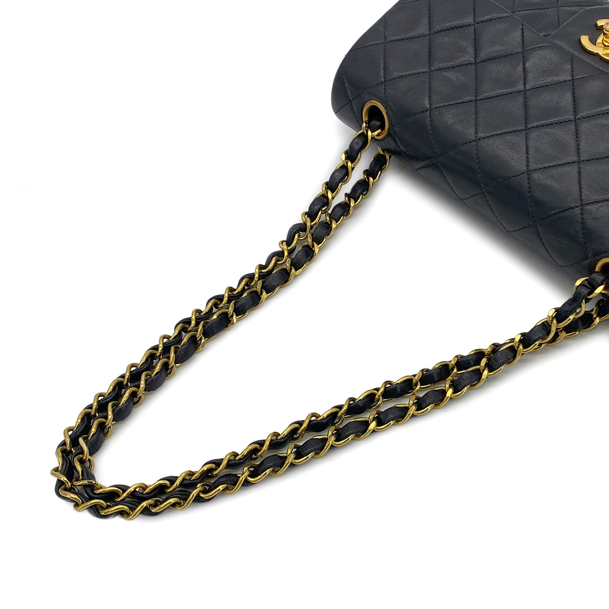 CHANEL VINTAGE CLASSIC FLAP SMALL CHAIN SHOULDER BAG BLACK LAMB SKIN 90282286