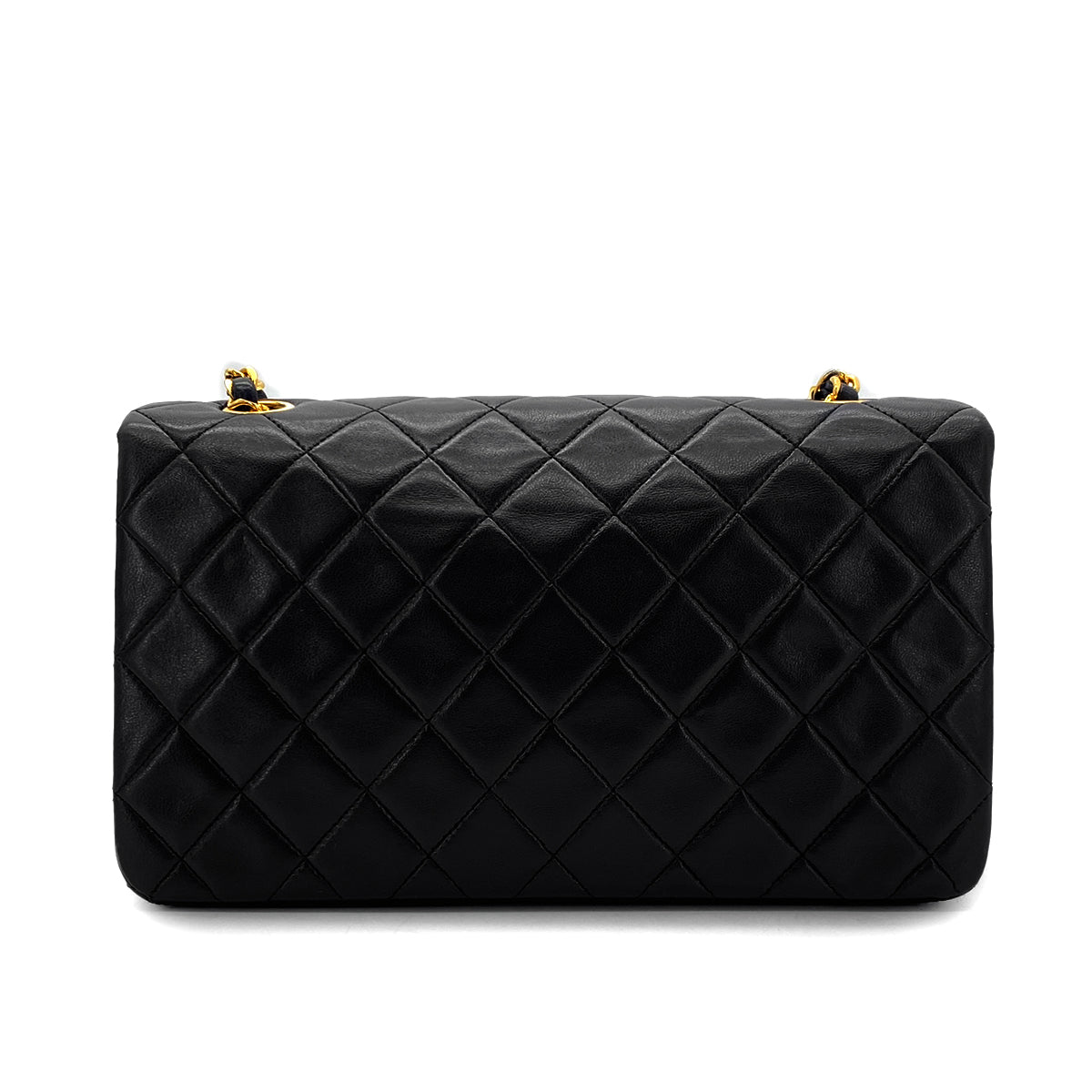 CHANEL VINTAGE FULL FLAP CHAIN SHOULDER BAG BLACK LAMB SKIN 90282739