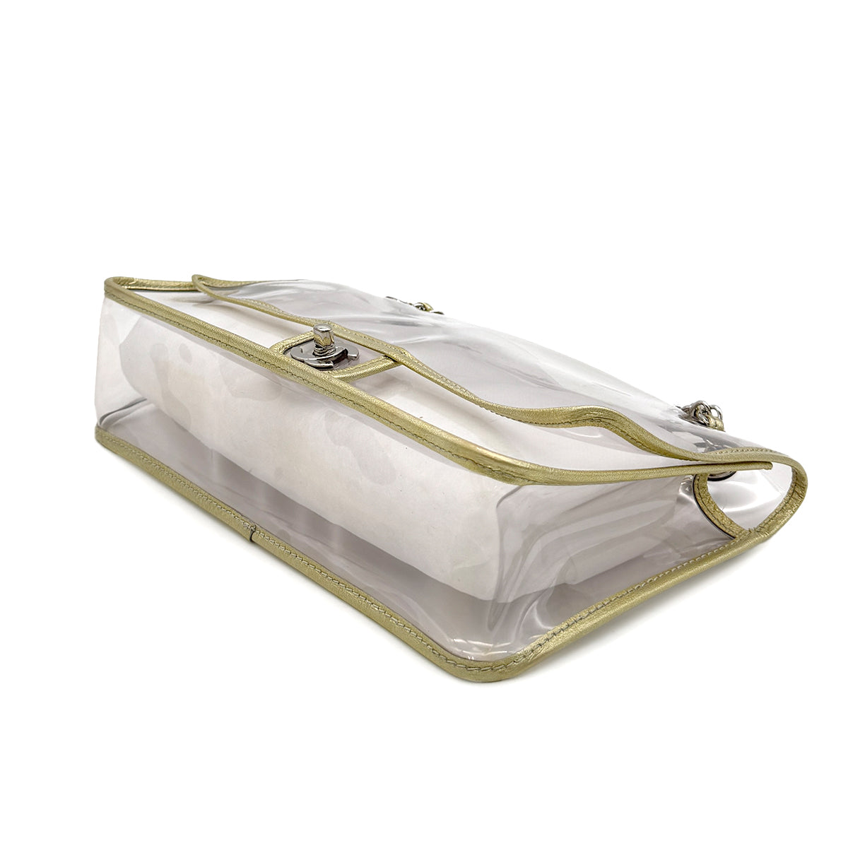 CHANEL VINTAGE CLEAR SHOULDER BAG GOLD VINYL LEATHER 90282741