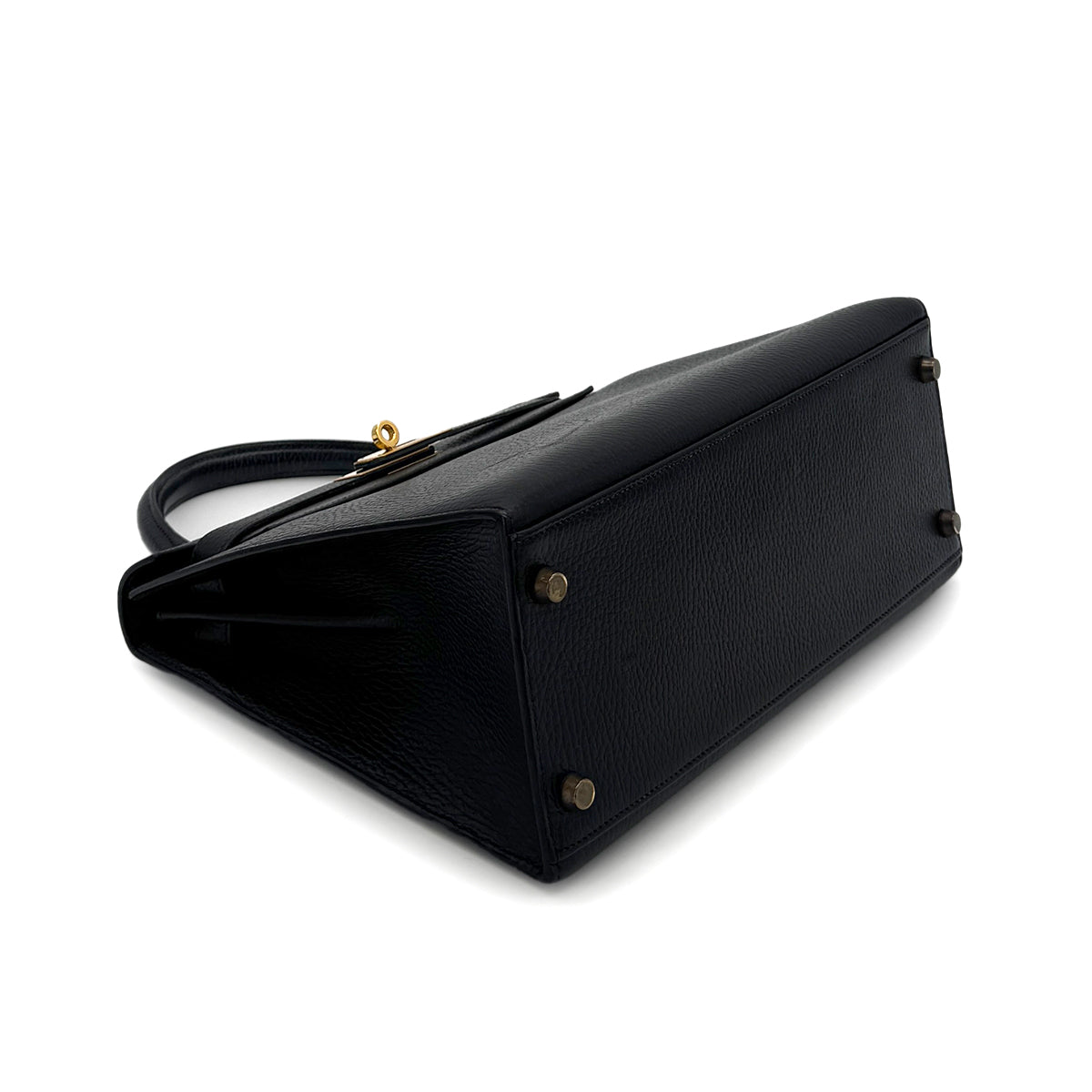 HERMES KELLY 28 SELLIER BLACK ARDENNES HAND SHOULDER BAG 〇U GHW 90282746