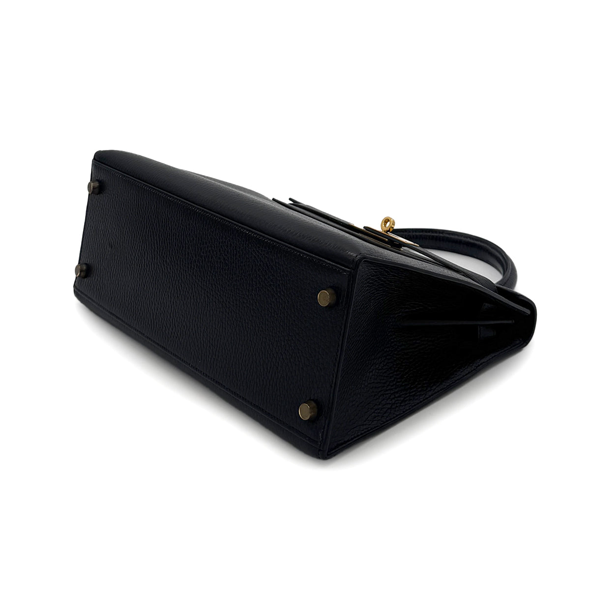 HERMES KELLY 28 SELLIER BLACK ARDENNES HAND SHOULDER BAG 〇U GHW 90282746