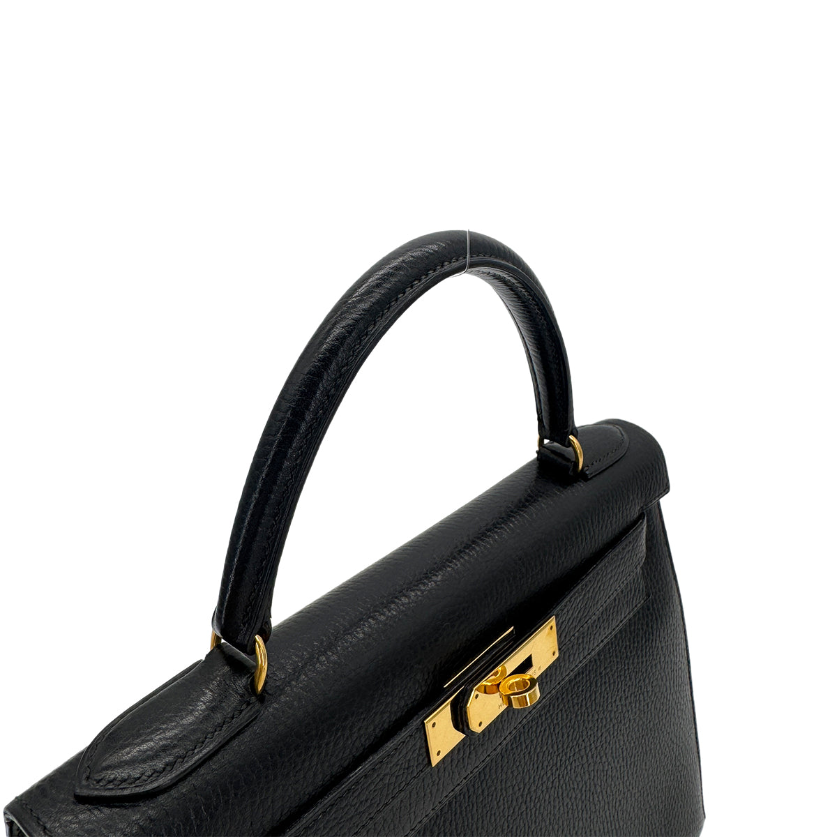HERMES KELLY 28 SELLIER BLACK ARDENNES HAND SHOULDER BAG 〇U GHW 90282746