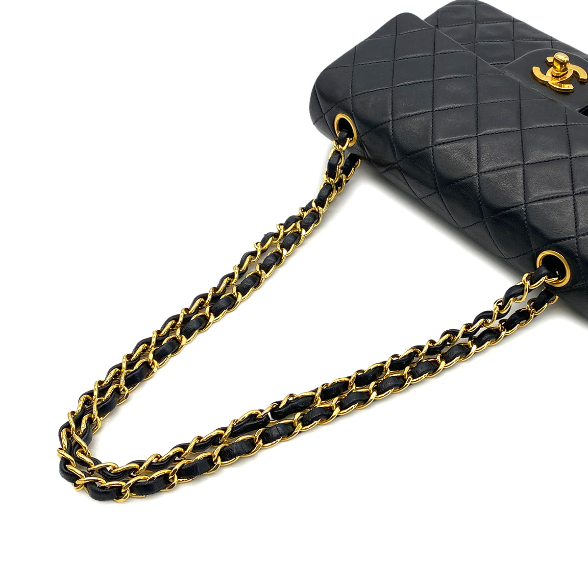CHANEL VINTAGE CLASSIC FLAP SMALL CHAIN SHOULDER BAG BLACK LAMB SKIN 90282747
