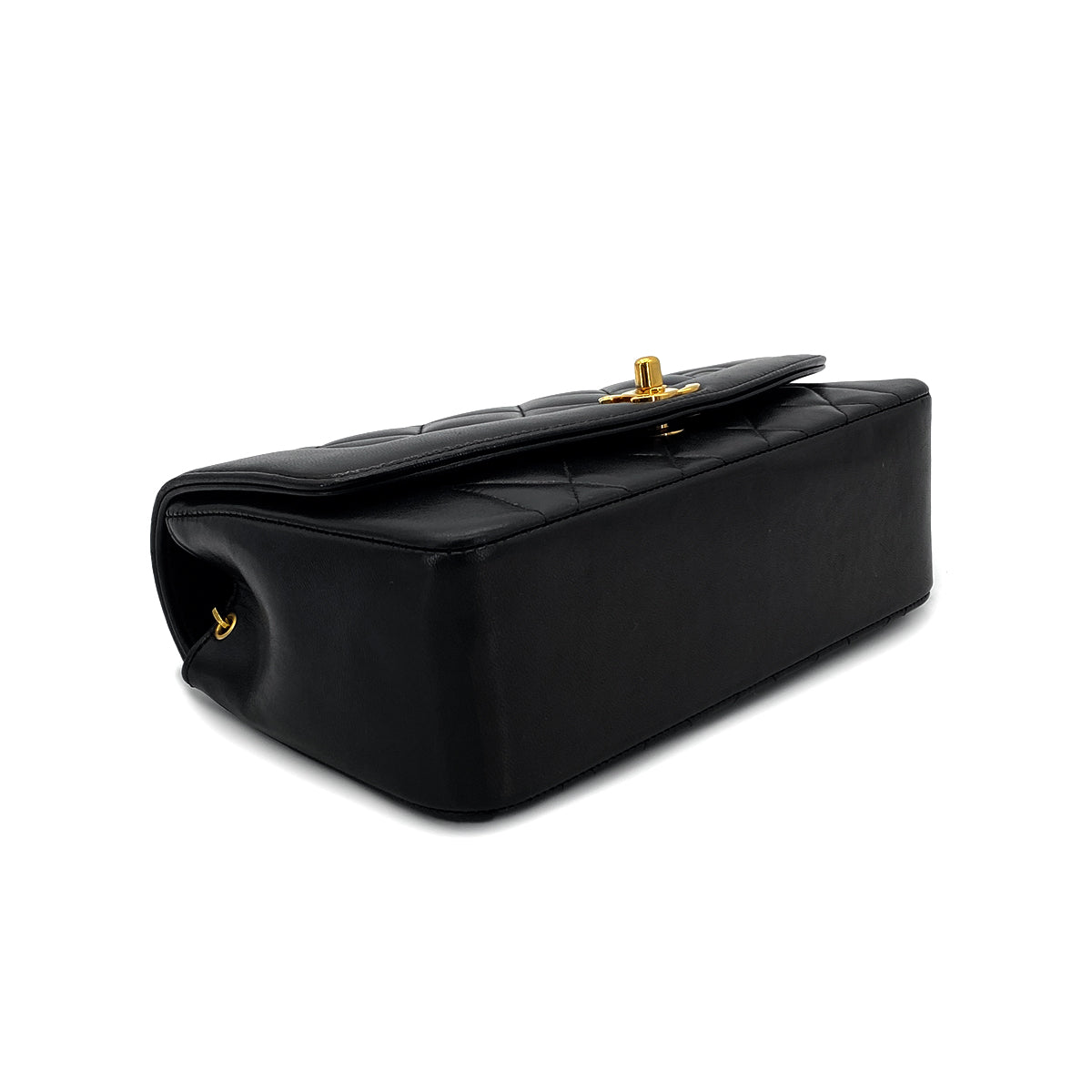 CHANEL VINTAGE DIANA SMALL CHAIN SHOULDER BAG BLACK LAMB SKIN 90282748