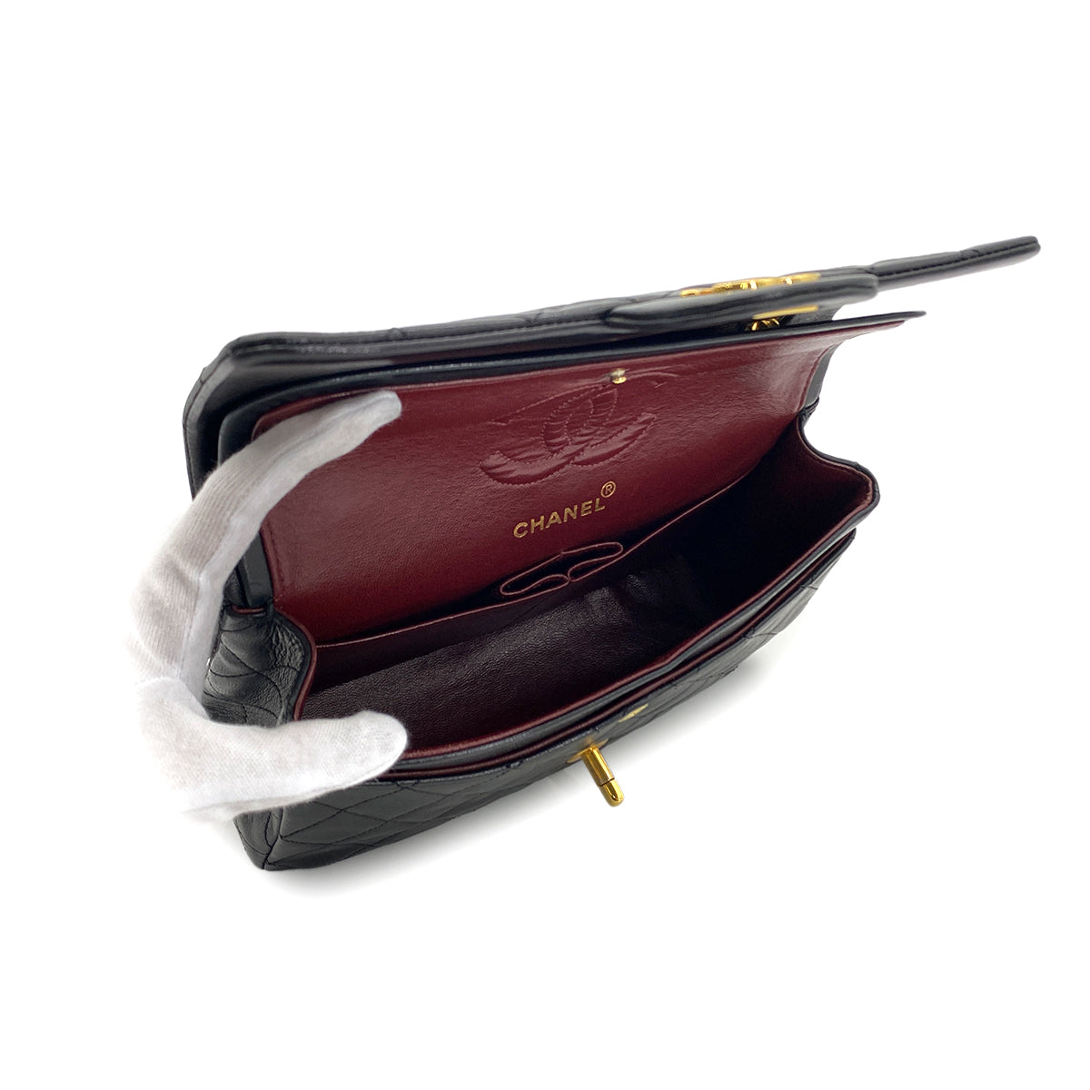 CHANEL VINTAGE CLASSIC FLAP SMALL CHAIN SHOULDER BAG BLACK LAMB SKIN 90282752