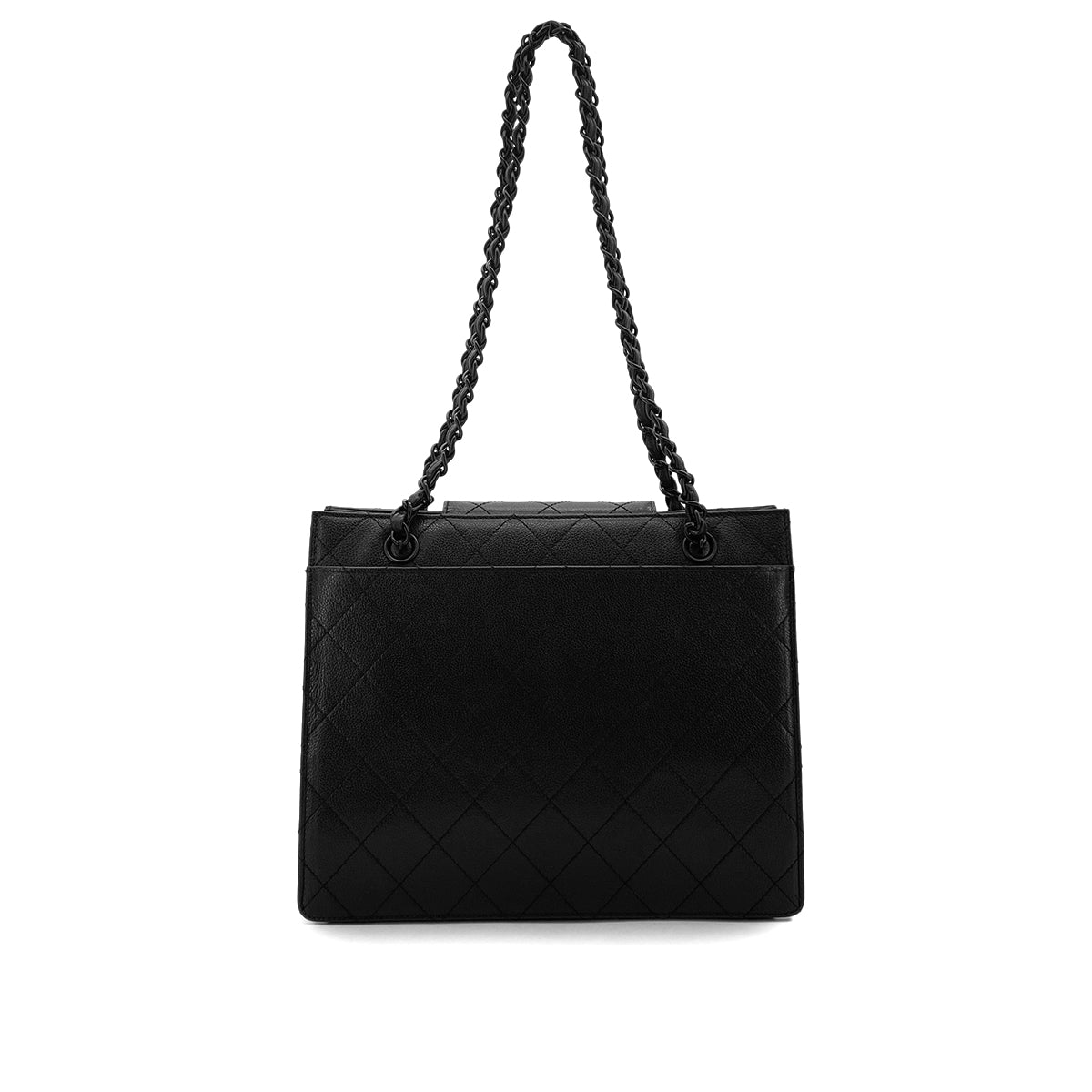 CHANEL VINTAGE MATELASSE CHAIN SHOULDER BAG BLACK CALF LEATHER 90282753