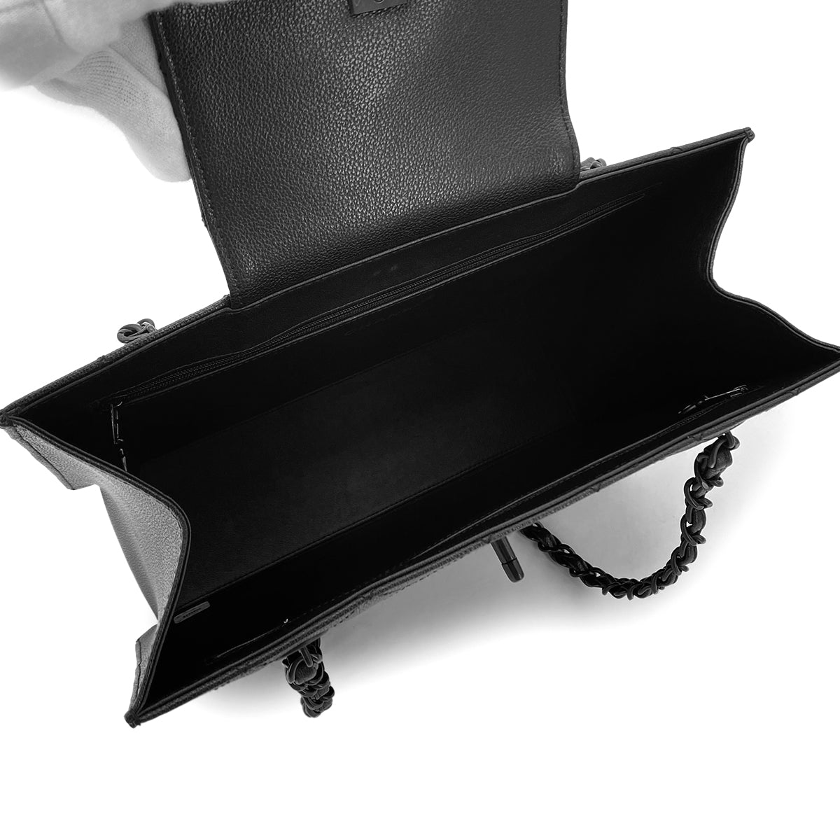 CHANEL VINTAGE MATELASSE CHAIN SHOULDER BAG BLACK CALF LEATHER 90282753