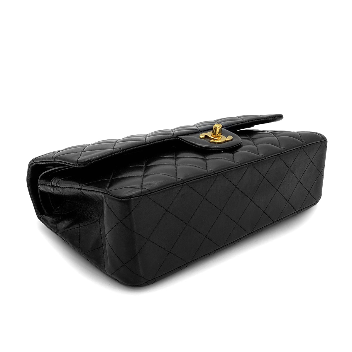 CHANEL VINTAGE CLASSIC FLAP MEDIUM CHAIN SHOULDER BAG BLACK LAMB SKIN 90282755