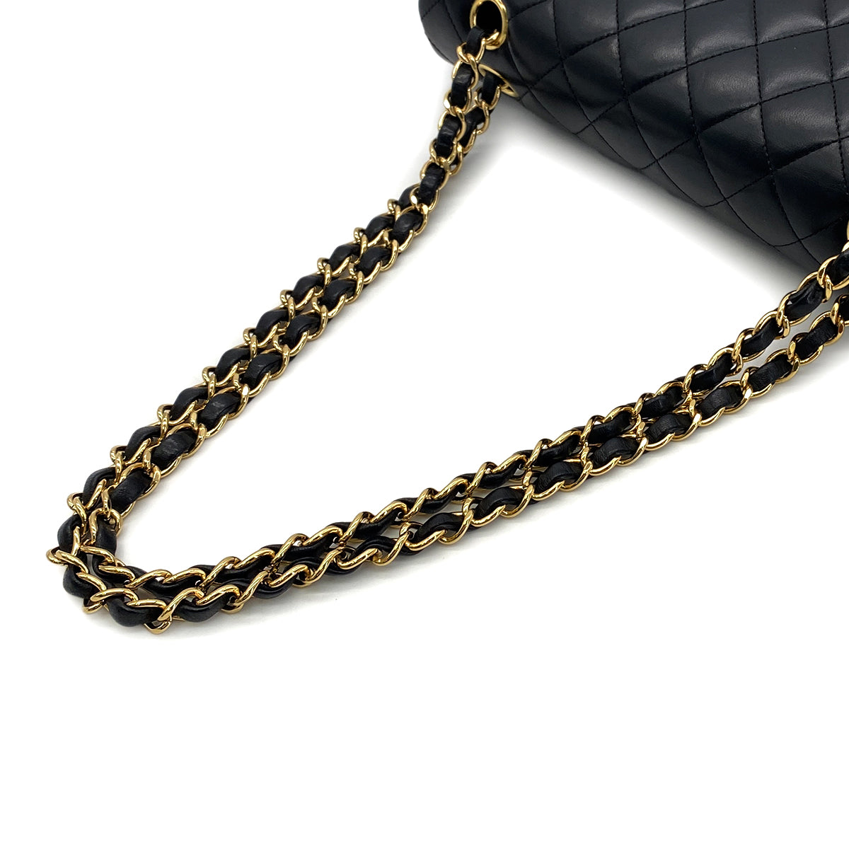 CHANEL VINTAGE CLASSIC FLAP MEDIUM CHAIN SHOULDER BAG BLACK LAMB SKIN 90282755