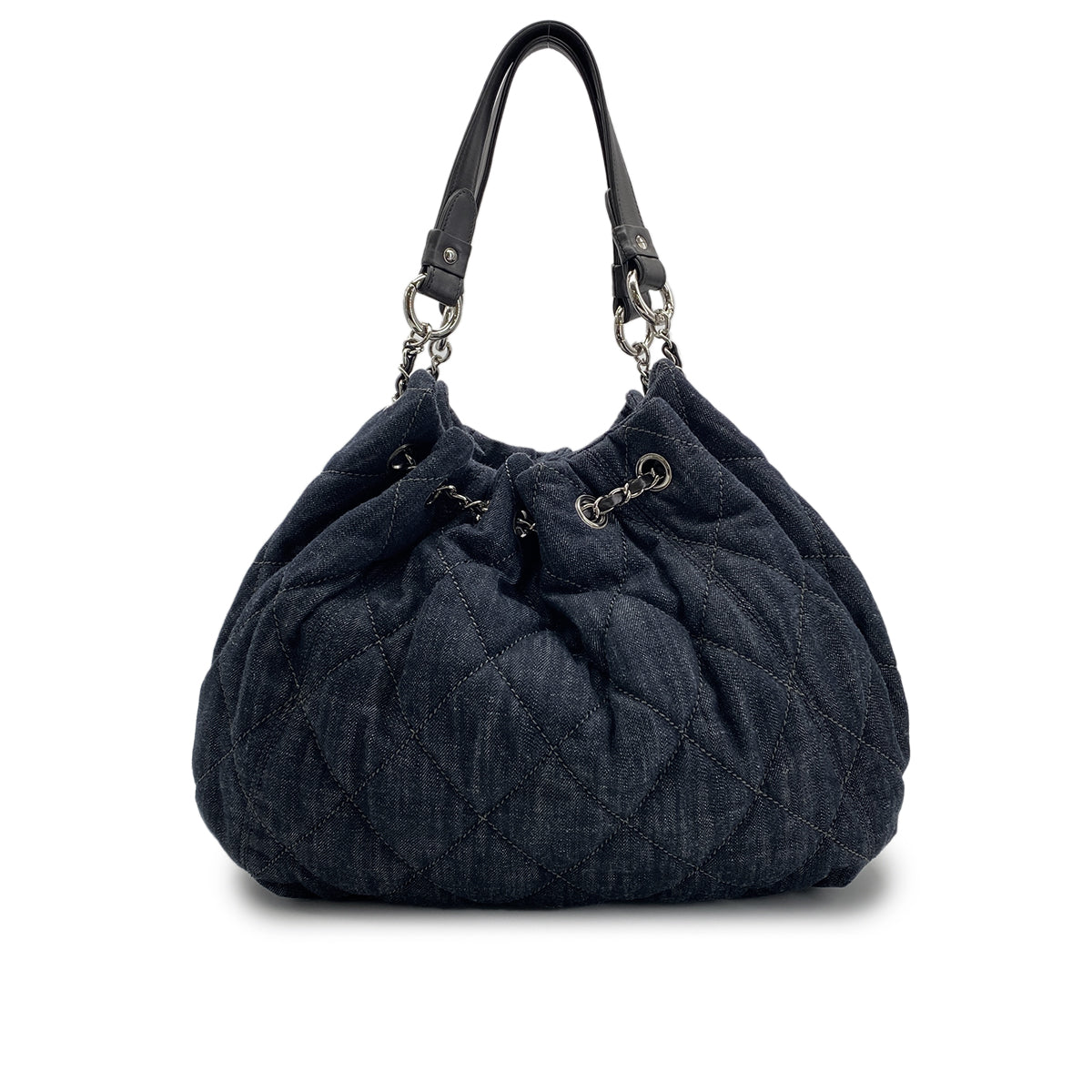 CHANEL VINTAGE COCOCABAS MATELASSE CHAIN TOTE SHOULDER BAG BLUE DENIM 90282758