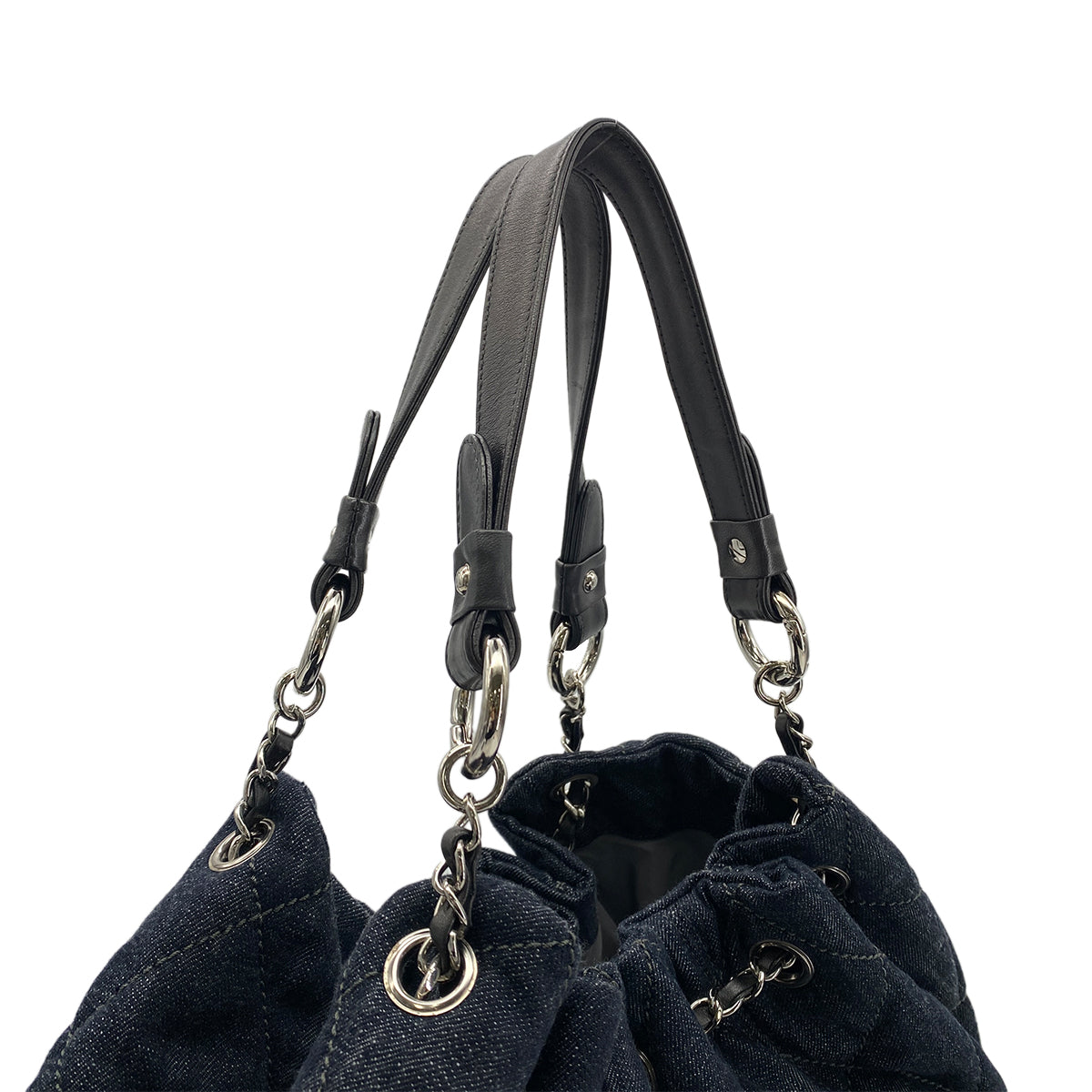 CHANEL VINTAGE COCOCABAS MATELASSE CHAIN TOTE SHOULDER BAG BLUE DENIM 90282758