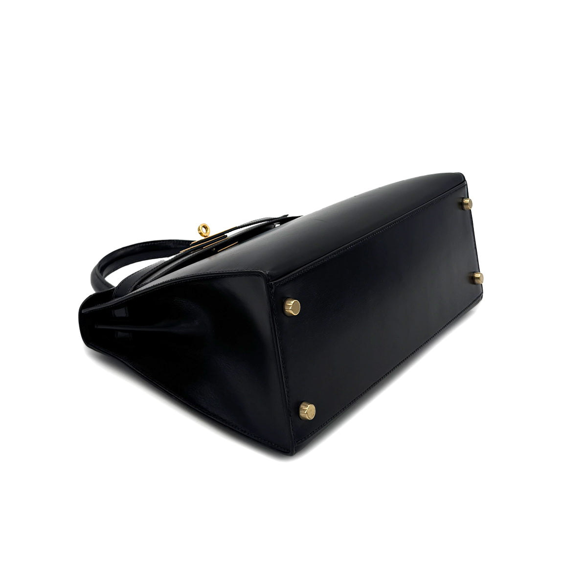 HERMES KELLY 28 SELLIER BLACK BOXCALF HAND SHOULDER BAG 〇W GHW 90282760