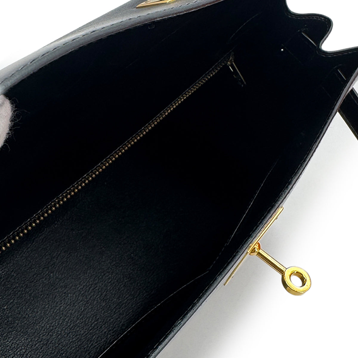 HERMES KELLY 28 SELLIER BLACK BOXCALF HAND SHOULDER BAG 〇W GHW 90282760