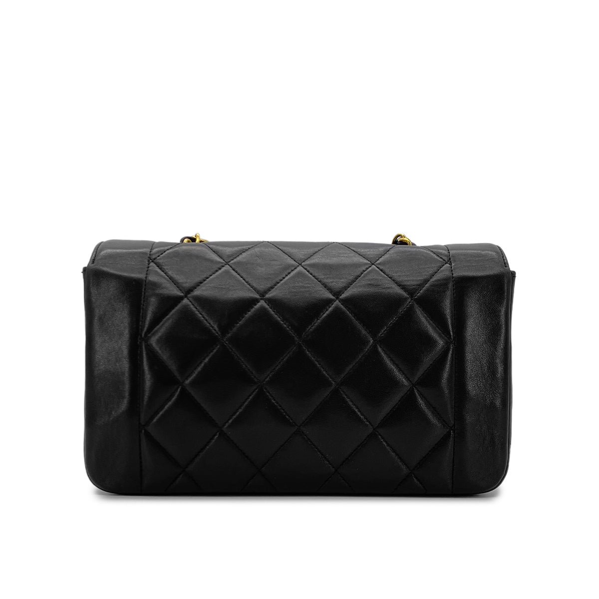 CHANEL VINTAGE DIANA SMALL CHAIN SHOULDER BAG BLACK LAMB SKIN 90282764