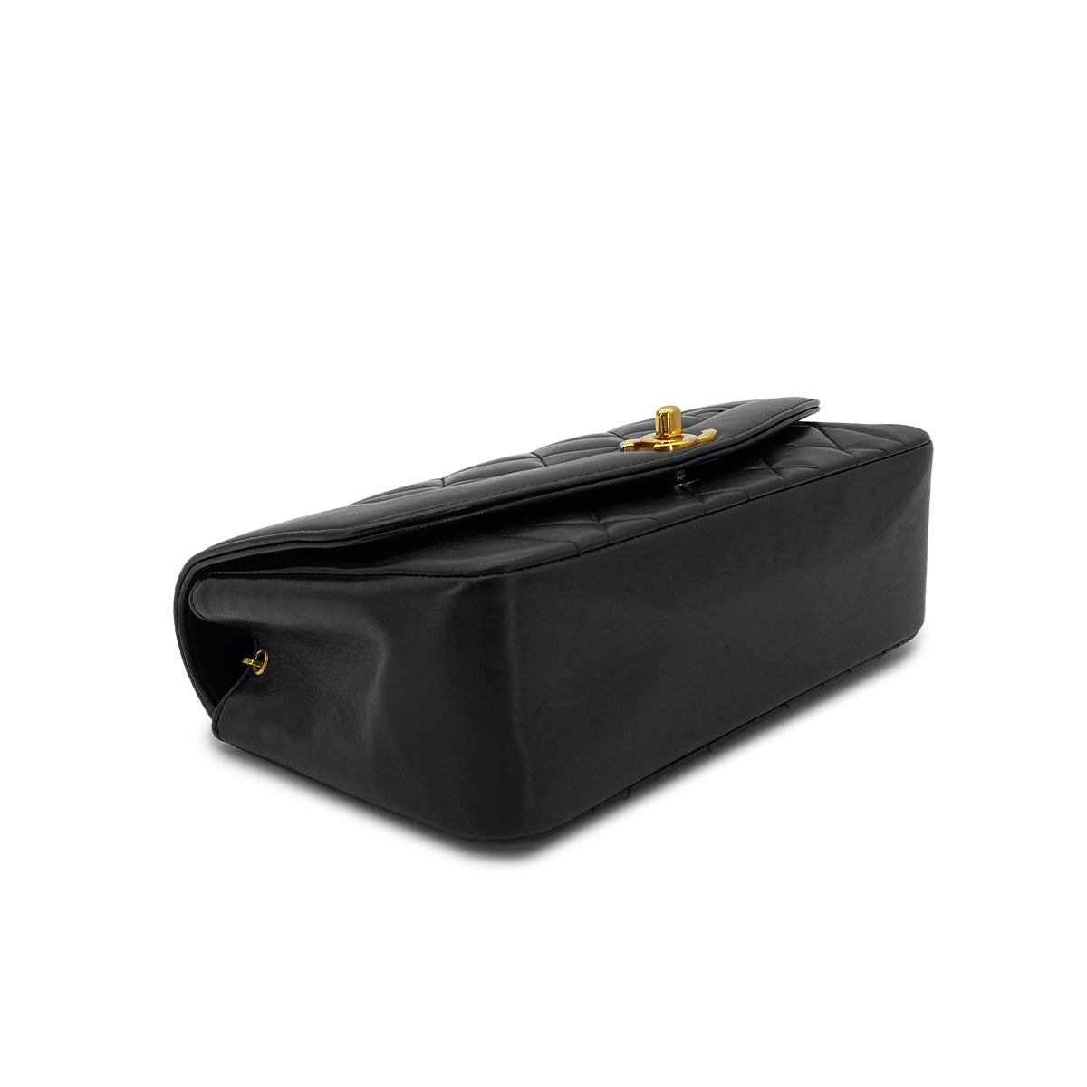 CHANEL VINTAGE DIANA SMALL CHAIN SHOULDER BAG BLACK LAMB SKIN 90282764