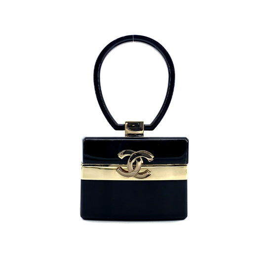 CHANEL VINTAGE COCOMARK METIERS D'ART COLLECTION VANITY BAG BLACK GOLD PLASTIC 90282774
