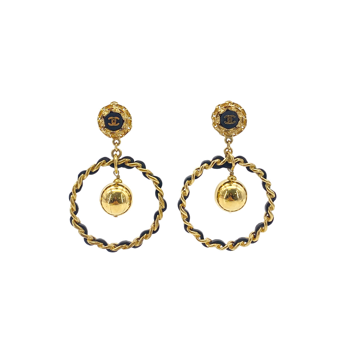 CHANEL VINTAGE EARRINGS COCOMARK CHAIN MOTIF ACCESSORY 90283091