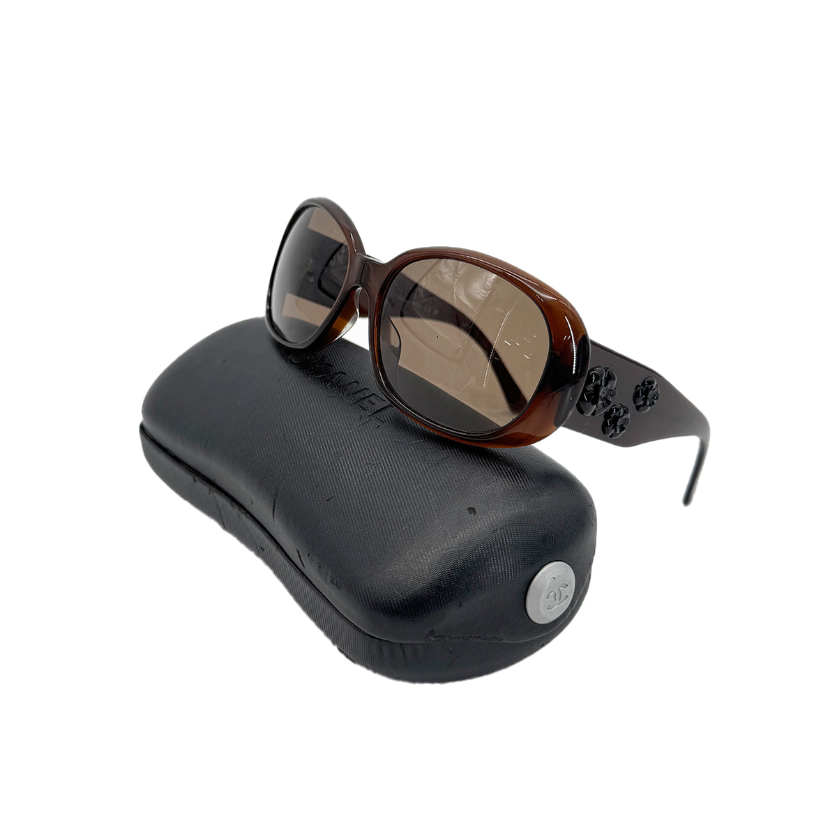 CHANEL VINTAGE SUNGLASSES CAMELLIA BROWN EYEWEAR 90283094